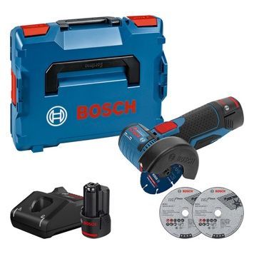 Акумуляторна кутова шліфмашина Bosch GWS 12V-76 Professional, 2 акб GBA 12V 3.0Ah, з/п GAL 12V-40, 3 відрізних круга в L-Boxx 102 06019F200B фото