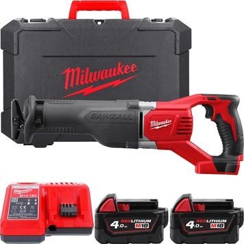 Пила сабельная аккумуляторная MILWAUKEE, M18 BSX-402C (зарядное устройство М12-18 С, 2 аккумулятора М18 В4 4Ач, холст, кейс) 4933447285 фото