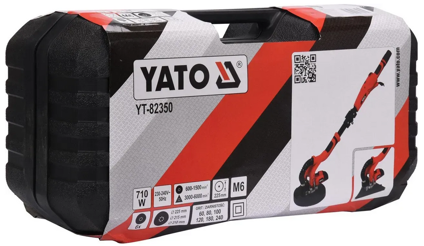 Шліфмашина мережева для стін і стель на штанзі YATO 710 Вт 225 мм 4 м YT-82350 фото
