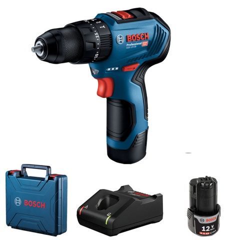 Аккумуляторная ударная дрель-шуруповерт Bosch GSB 12V-30 Professional, 2 акб GBA 12 V 2 Ah и ж/п, в кейсе 06019G9100 фото