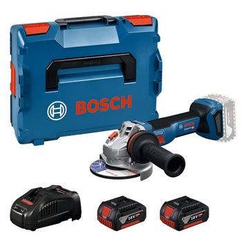 Акумуляторна кутова шліфувальна машина Bosch GWS 18V-11 Professional, 2 акб GBA 18V 5.0Ah та з/п GAL 1880 CV, у кейсі L-BOXX 06019N4103 фото