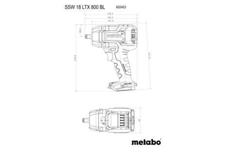 Аккумуляторный ударный гайковерт Metabo SSW 18 LTX 800 BL 602403850 фото